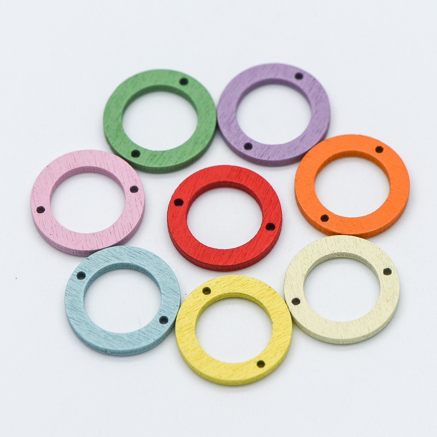 20pcs Wood Round Circle Pendants 23mm, Geometric Connector Charms, DIY Jewelry Components (#HT-65)